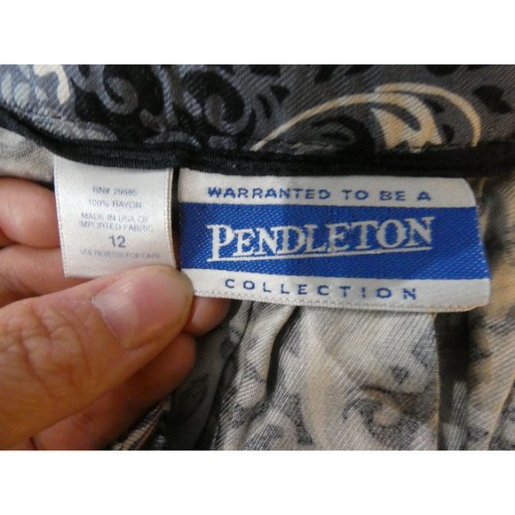 Women's Long Blue with white floral pattern skirt, Pendleton brand, Size 12 - Picture 3 of 4